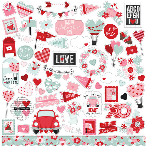 5 Pack Love Notes Cardstock Stickers 12"X12"-Elements LN344014 - 691835265117