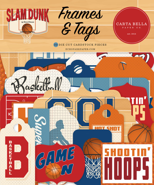 3 Pack - Carta Bella Cardstock Ephemera 33/Pkg-Frames & Tags, Slam Dunk - SD345025 - 691835337593