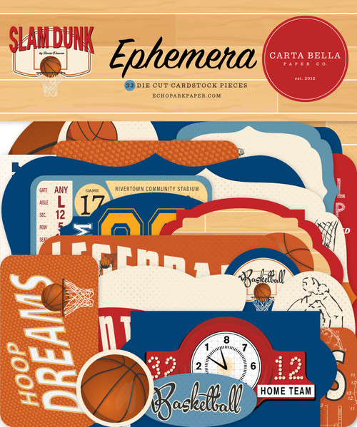3 Pack - Carta Bella Cardstock Ephemera 33/Pkg-Icons, Slam Dunk - SD345024 - 691835337494