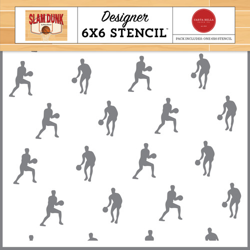 2 Pack - Carta Bella Stencil 6"X6"-Basketball Champions, Slam Dunk - SD345033 - 691835364094