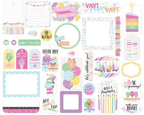 3 Pack - Echo Park Cardstock Ephemera 34/Pkg-Frames & Tags, Make A Wish Birthday Girl - WG349025 3 Pack - Echo Park Cardstock Ephemera 34/Pkg-Frames & Tags, Make A Wish Birthday Girl - WG349025