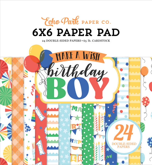 2 Pack Echo Park Double-Sided Paper Pad 6"X6" 24/Pkg-Make A Wish Birthday Boy WB348023 - 691835270012