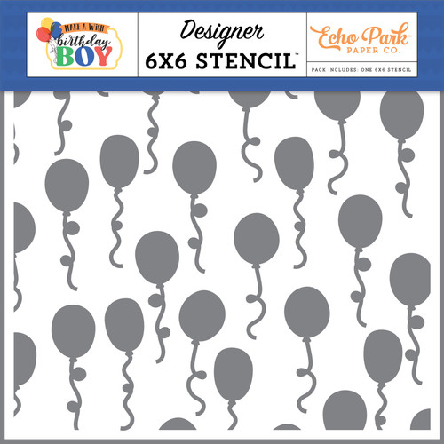 2 Pack - Echo Park Make A Wish Birthday Boy Stencil 6"X6"-Birthday Bash Balloons - WB348033 - 691835337692
