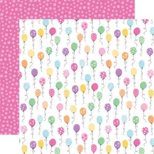 25 Pack Make A Wish Birthday Girl Double-Sided Cardstock 12"X12"-Birthday Girl Balloons MWG12-49004 - 691835270517