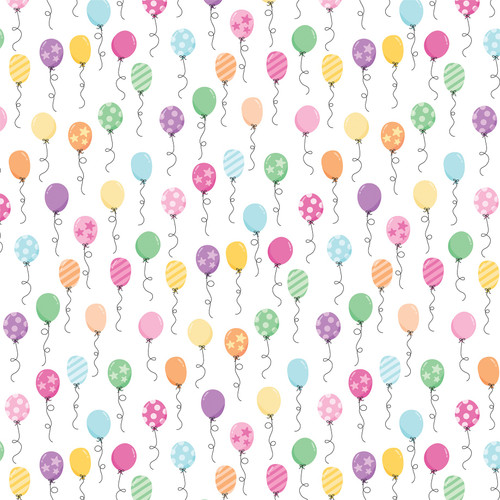 25 Pack Make A Wish Birthday Girl Double-Sided Cardstock 12"X12"-Birthday Girl Balloons MWG12-49004