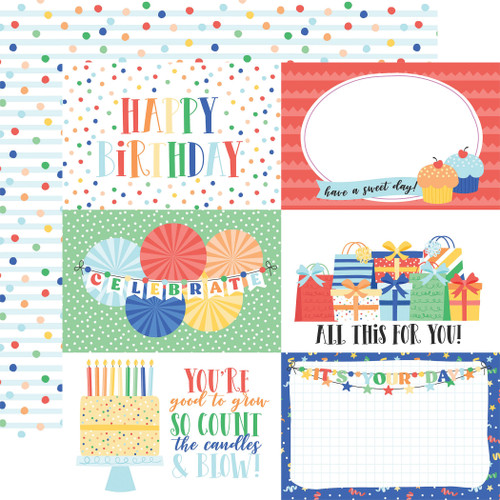 25 Pack Make A Wish Birthday Boy Double-Sided Cardstock 12"X12"-6X4 Journaling Cards EMWB12-48012 - 691835269214