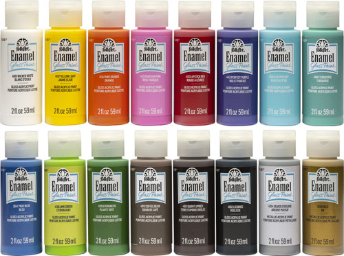 FolkArt Enamel Paint Set 16/Pkg-2oz PROMOGLS - 028995520907