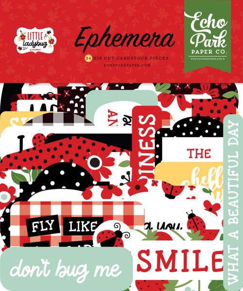 Echo Park Cardstock Ephemera 34/Pkg-Icons, Little Ladybug LB347024 - 691835274317