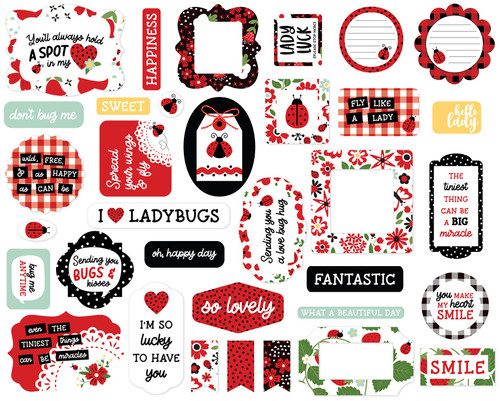 Echo Park Cardstock Ephemera 34/Pkg-Icons, Little Ladybug LB347024