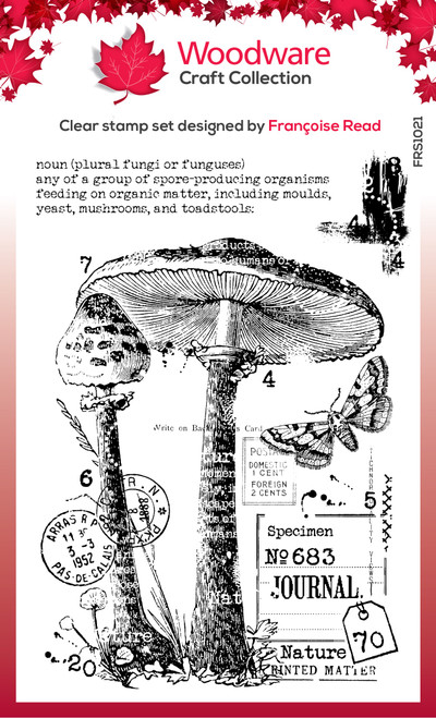 2 Pack Woodware Clear Stamp 4"X6"-Singles Vintage Fungi Up FRS1021 - 5055305985601