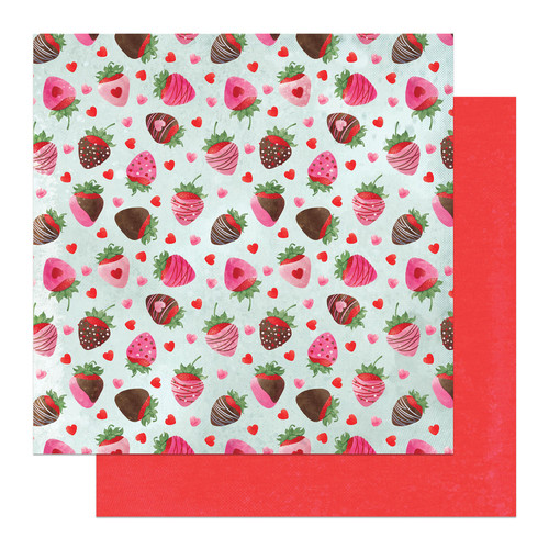 25 Pack Smitten Double-Sided Cardstock 12"X12"-Chocolate Strawberries PPSMI12-4353 - 709388343531