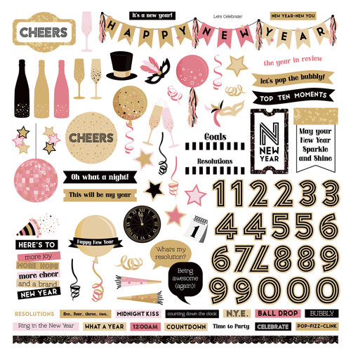 Ringing In The New Year Stickers 12"X12"-Elements - PRNY4372 - 709388343722