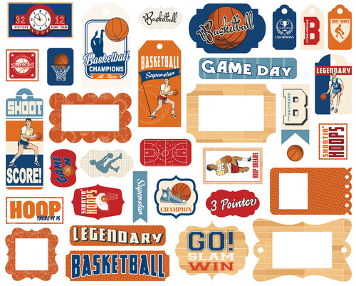 Carta Bella Cardstock Ephemera 33/Pkg-Frames & Tags, Slam Dunk - SD345025 Carta Bella Cardstock Ephemera 33/Pkg-Frames & Tags, Slam Dunk - SD345025