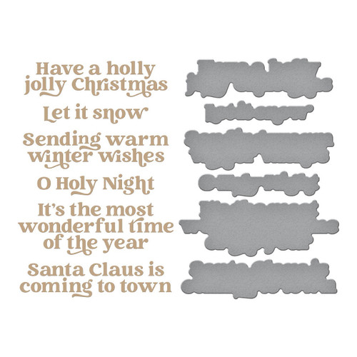 Spellbinders Glimmer Hot Foil Plate & Die By Simon Hurley-Wonderful Winter Sentiments, Simon's Sno GLP433