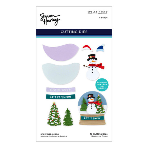 Spellbinders Etched Dies By Simon Hurley-Snowman Scene, Snow Globes S41324 - 813233038944