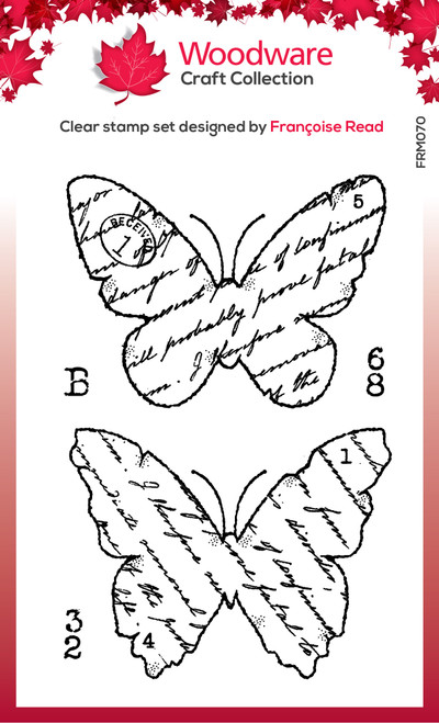 Woodware Clear Stamp 3"X4"-Singles Torn Paper Butterflies FRM070 - 5055305985670