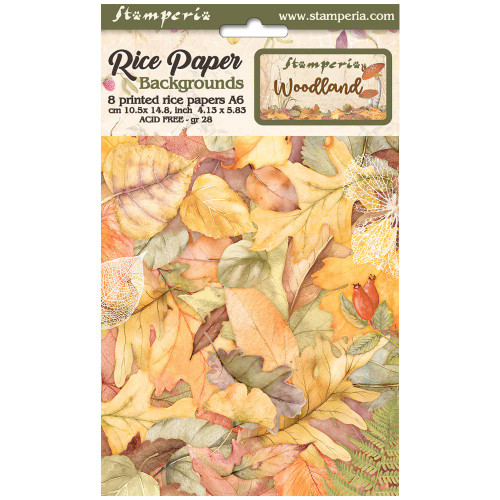 3 Pack Stamperia Assorted Rice Paper Backgrounds A6 8/Sheets-Woodland FSAK6011 - 5993110030997