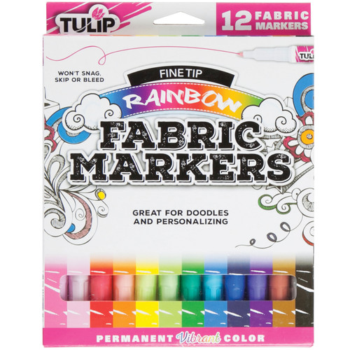 Tulip Fine Tip Fabric Markers 12/Pkg-Rainbow 34944 - 017754349453
