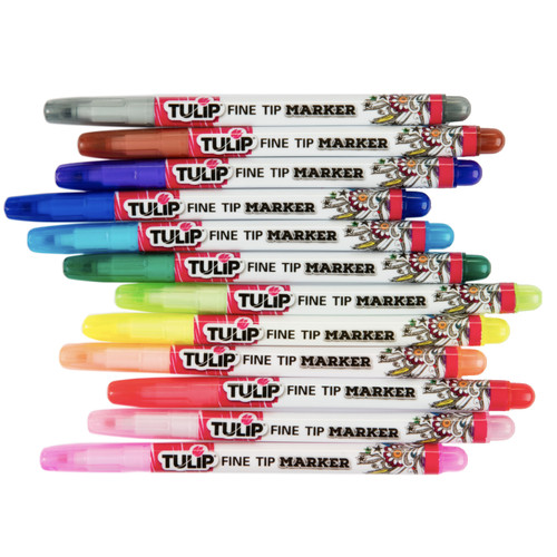 Tulip Fine Tip Fabric Markers 12/Pkg-Rainbow 34944