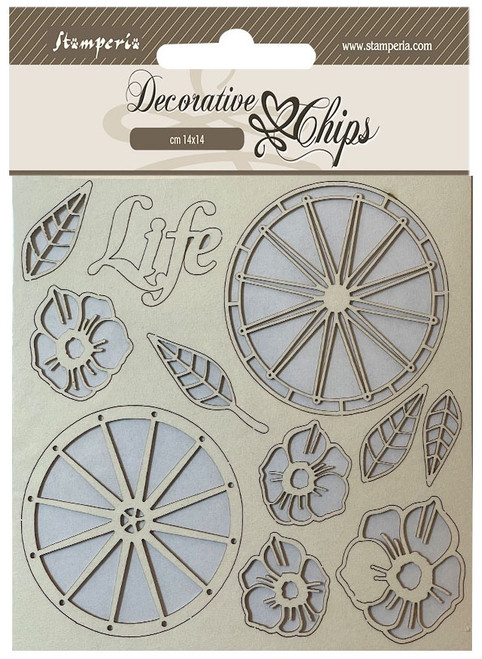 3 Pack - Stamperia Decorative Chips 5.5"X5.5"-Blue Land Life Wheels - SCB173 - 5993110028857