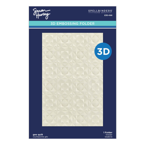 Spellbinders 3D Embossing Folder By Simon Hurley-Geo Quilt E3D068 - 813233038883