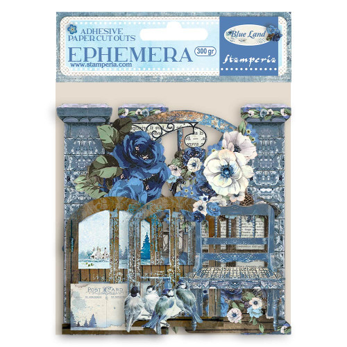 Stamperia Cardstock Ephemera Adhesive Paper Cut Outs-Blue Land DFLCT22 - 5993110028772