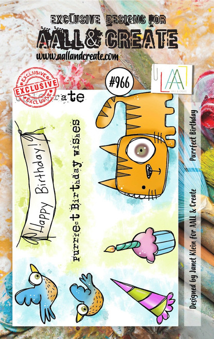 AALL And Create A7 Photopolymer Clear Stamp Set-Purrfect Birthday ALLTP966 - 5060979162166