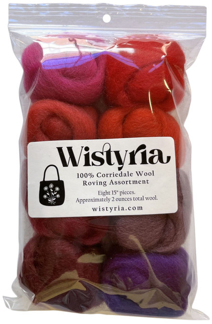 Wistyria Editions Wool Roving 15" .25oz 8/Pkg-Berries WR-W919R - 816463011800