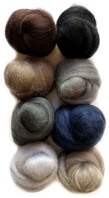 Wistyria Editions Wool Roving 15" .25oz 8/Pkg-Dark & Stormy - WR-W921R Wistyria Editions Wool Roving 15" .25oz 8/Pkg-Dark & Stormy - WR-W921R