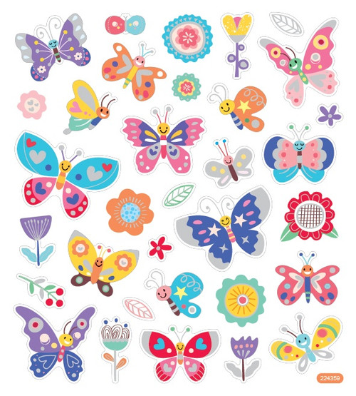 6 Pack Sticker King Stickers-Butterflies With Faces SK129MC-4321 - 679924432114