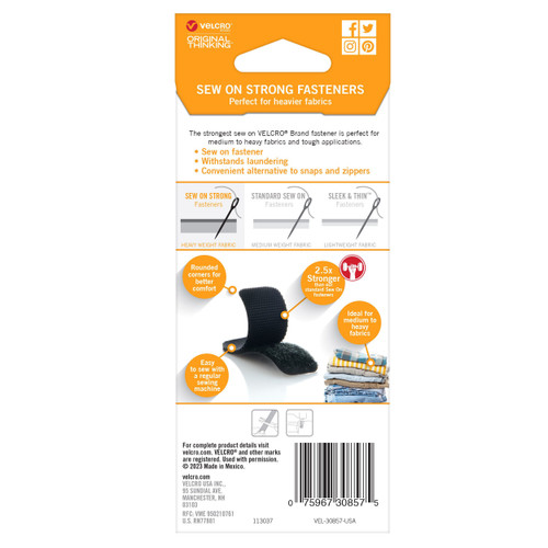 2 Pack - VELCRO(R) Brand Sew-On Strong Tape 2.5"X1" 8/Pkg-Black - 30857 2 Pack - VELCRO(R) Brand Sew-On Strong Tape 2.5"X1" 8/Pkg-Black - 30857