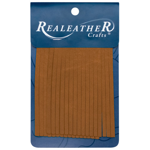 3 Pack Realeather Crafts Deerskin Fringe 2"X3" 2/Pkg Carded-Saddle Tan SF0203-0271 - 870192008241