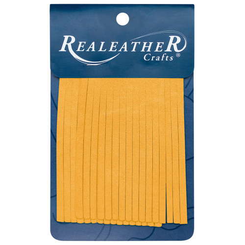 3 Pack Realeather Crafts Deerskin Fringe 2"X3" 2/Pkg Carded-Gold SF0203-0400 - 870192010800