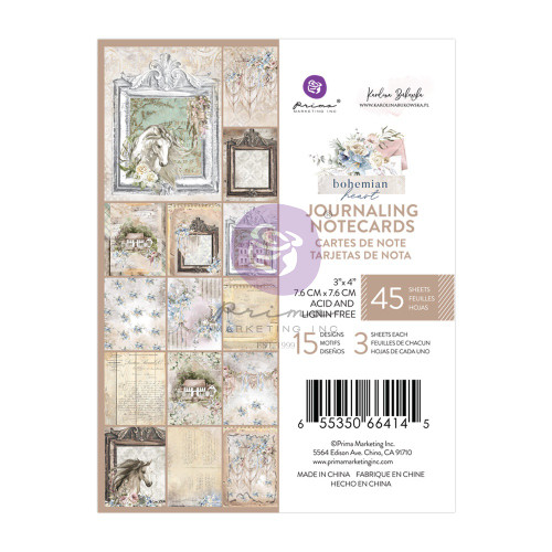 3 Pack Bohemian Heart Journaling Cards 3"X4" 45/Pkg-15 Designs/ 3 Each P664145 - 655350664145