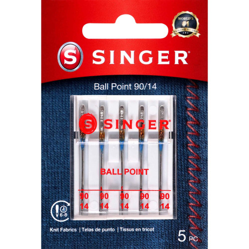 SINGER Ball Point Machine Needles-Sz 14/90 5/Pkg - 4746 - 075691047467