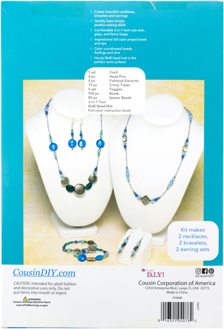 CousinDIY Jewelry Basics Class In A Box Kit-Bright Glass - 5A002F7B-005 CousinDIY Jewelry Basics Class In A Box Kit-Bright Glass - 5A002F7B-005