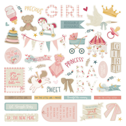 Sweet Little Princess Stickers 12"X12"-Elements SLP4407 - 709388344071