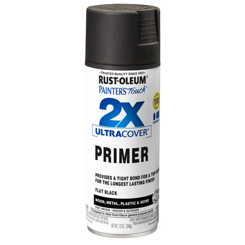 2 Pack Rust-Oleum Painter's Touch Ultra Cover 2X Spray Paint 12oz-Black Primer PTUCSP-49846 - 020066189242