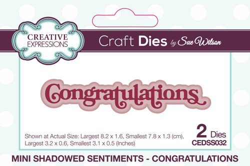 Creative Expressions Mini Craft Dies By Sue Wilson-Congratualtions, Shadowed Sentiments CEDSS032 - 5055305986165