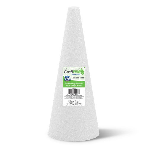 4 Pack - FloraCraft CraftFoM Cone-11.9"X4.8" - C125WS24 - 046501121257 4 Pack - FloraCraft CraftFoM Cone-11.9"X4.8" - C125WS24 - 046501121257