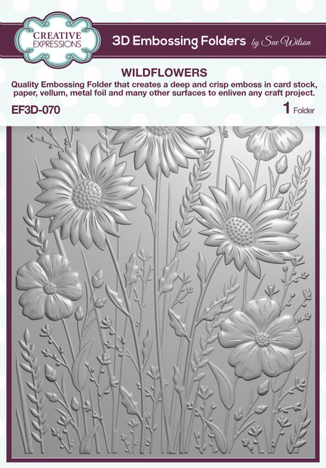 2 Pack Creative Expressions 3D Embossing Folder 5"X7"-Wildflowers EF3D070 - 5055305982907