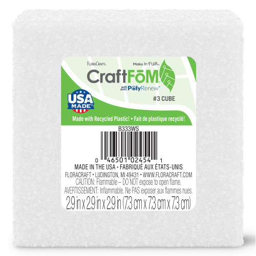 12 Pack - FloraCraft CraftFoM Block-2.9"X2.9"X2.9" - B333WS24 - 046501024541