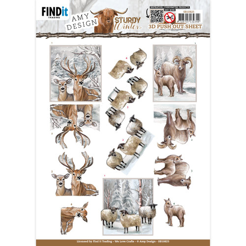 10 Pack Find It Trading Amy Design 3D Push Out Sheet-Deer, Sturdy Winter SB10825 - 8718715132344