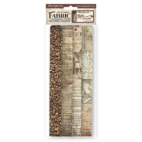 Stamperia Polyester Fabric 12"X12" 4/Pkg-Coffee And Chocolate - SBPLT19 - 5993110031550