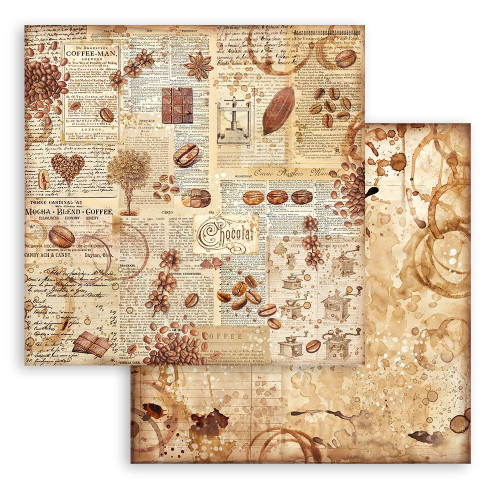 3 Pack Stamperia Maxi Backgrounds Double-Sided Paper Pad 12"X12"-Coffee And Chocolate, 10 Designs/1 Each SBBL145
