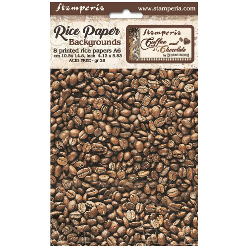 3 Pack Stamperia Assorted Rice Paper Backgrounds A6 8/Sheets-Coffee And Chocolate FSAK6012 - 5993110031383