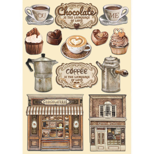 Stamperia Colored Wooden Shapes A5-Coffee And Chocolate KLSP150 - 5993110031567