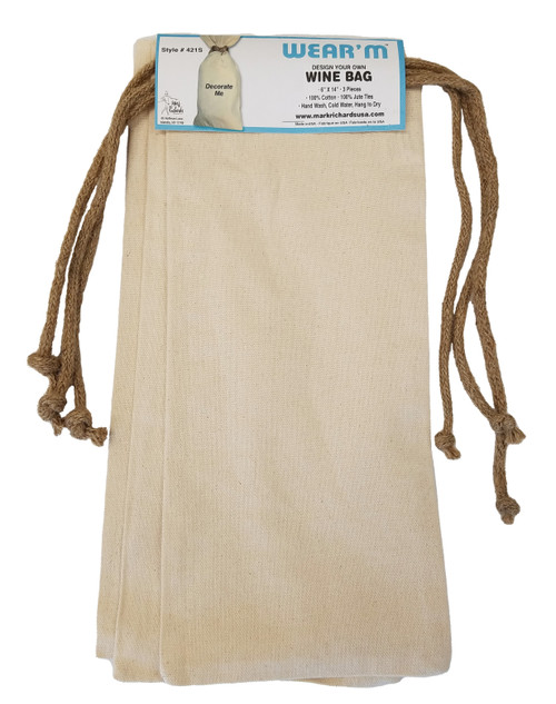 Wear'm Canvas Wine Bottle Bag 6"X14" 3/Pkg-Natural - MR421 - 818639000373