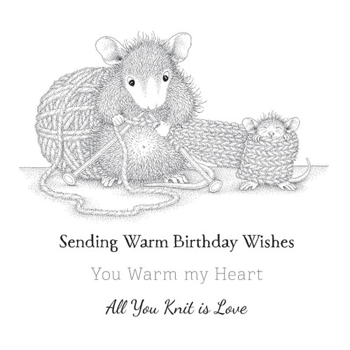 House Mouse Cling Rubber Stamp-Knit One RSC020