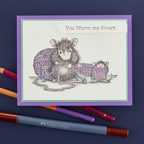House Mouse Cling Rubber Stamp-Knit One RSC020